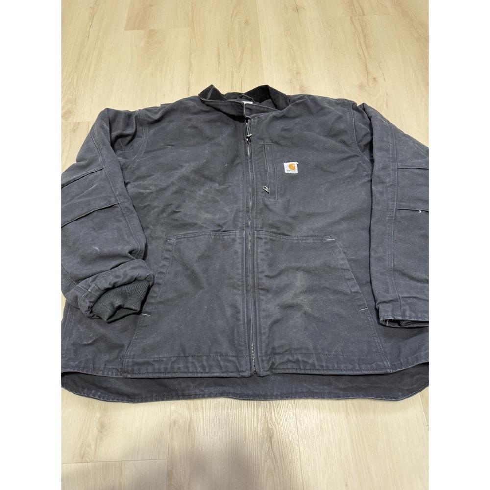 Carhartt Jacket Men 2XL Black Full Swing Bomber Coat Fleece Lined NO Hood